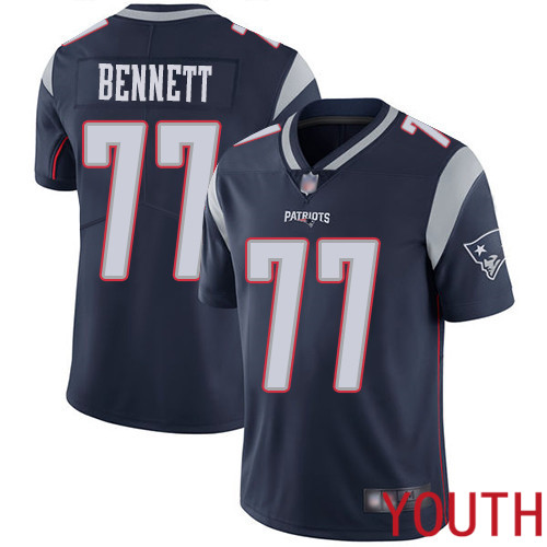 New England Patriots Football #77 Vapor Limited Navy Blue Youth Michael Bennett Home NFL Jersey